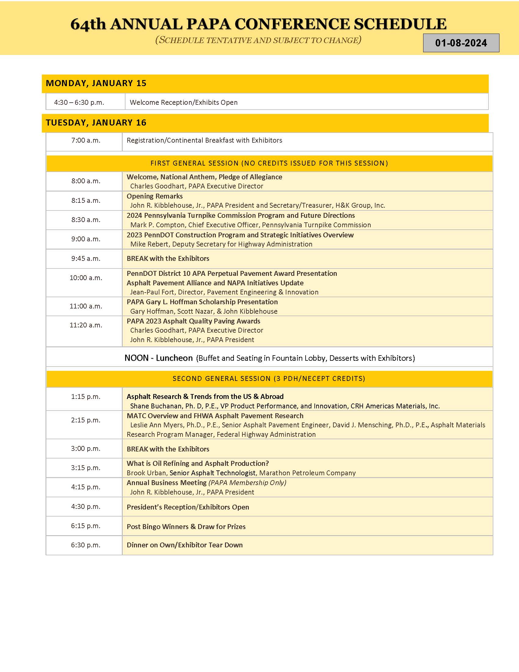 PAPA DRAFT 2024 Conference Agenda as of 01 08 2024 Page 1