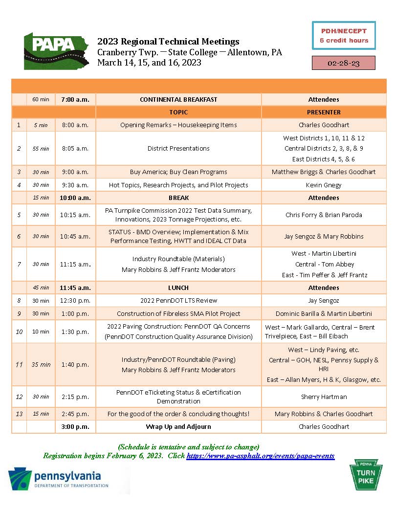 PAPA Regional Agenda MARCH 14 15 16 2023 as of 02 28 2023